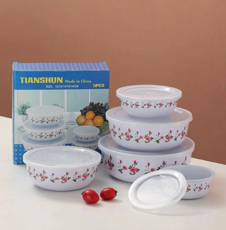 5pcs Enamel fresh box set with cover