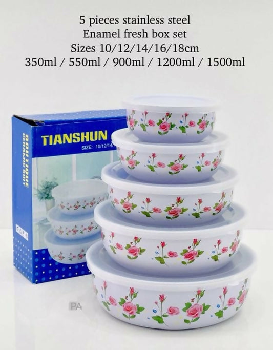 5pcs Enamel fresh box set with cover